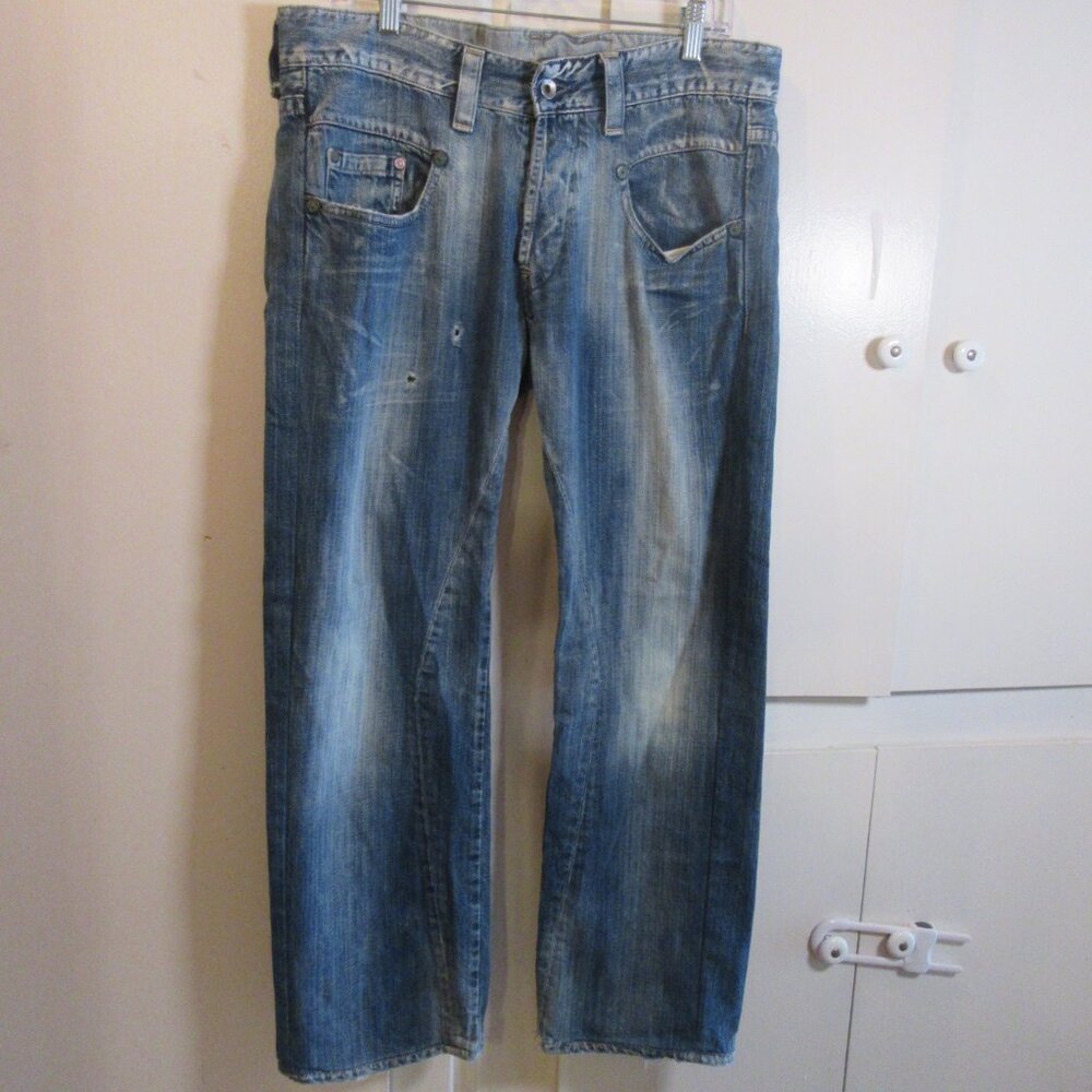 G Star 3301 Jeans Men’s 30x28 Distressed Button Fly 100% Cotton Made in Italy